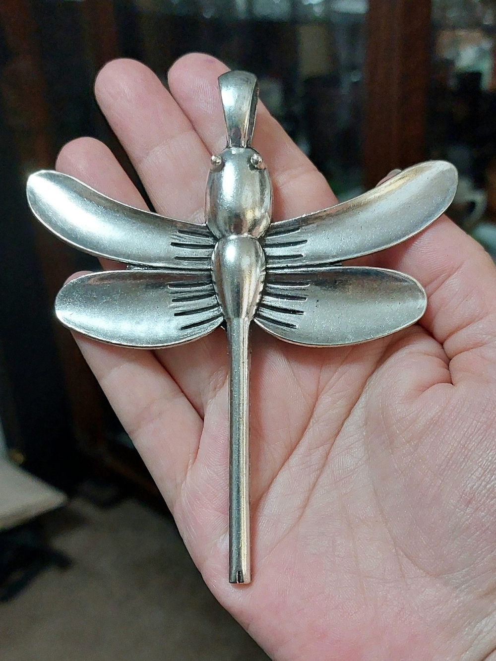 Silver-Tone Metal Dragonfly Pendant Charm - Nature Insect Womens Jewelry